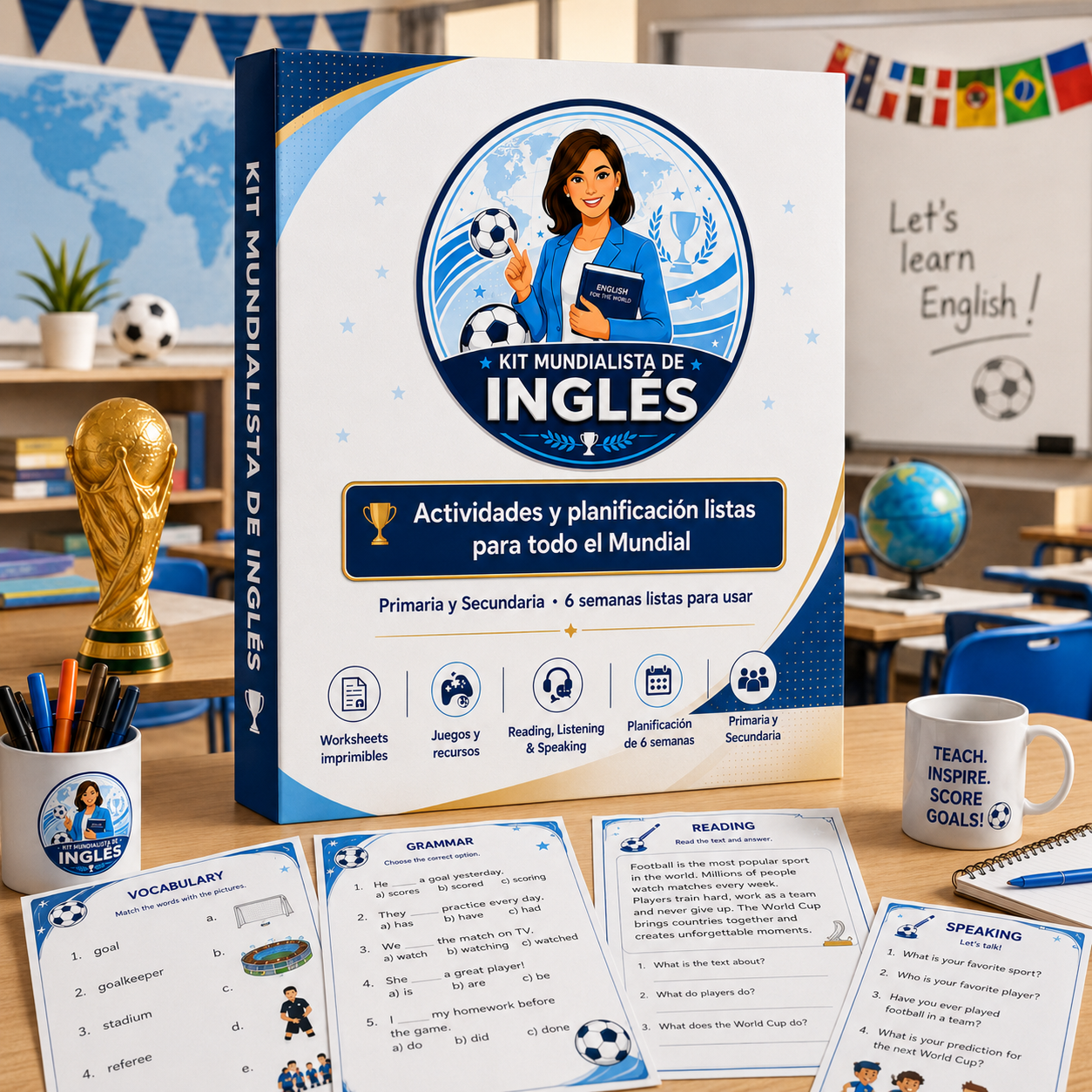 KIT MUNDIALISTA DE INGLES + 5 BONUS DE REGALO